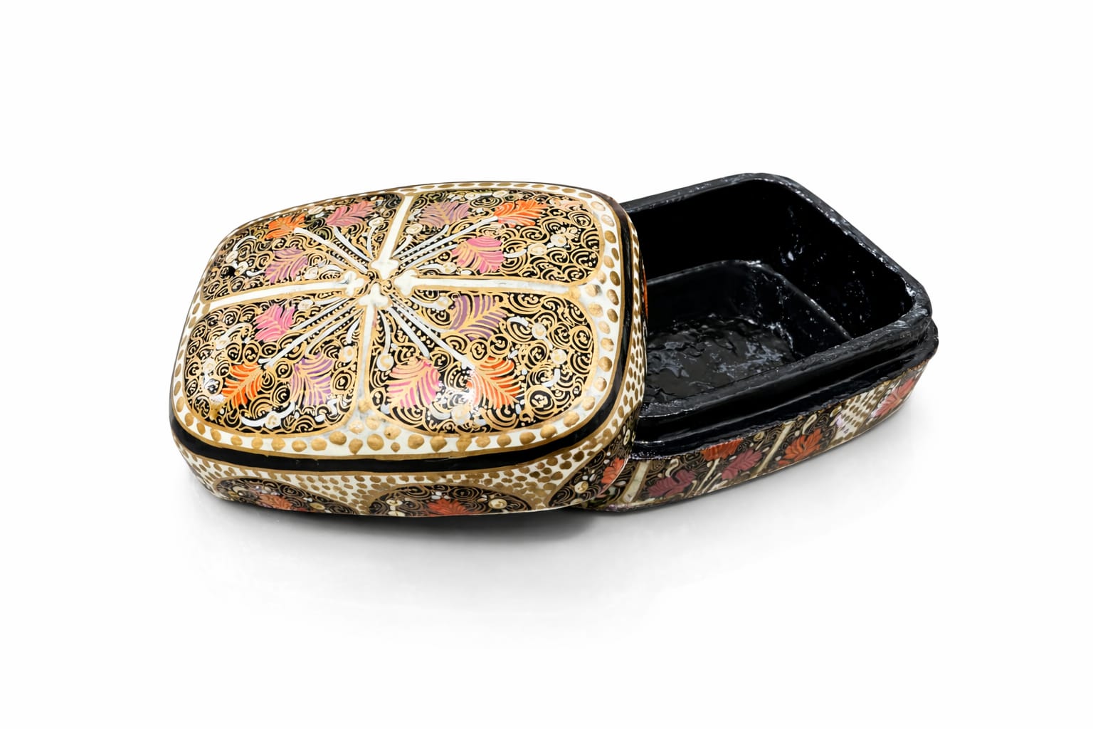Papier machie box ,Wooden jewellery box, handmade trinket box, antique jewellery box floral design